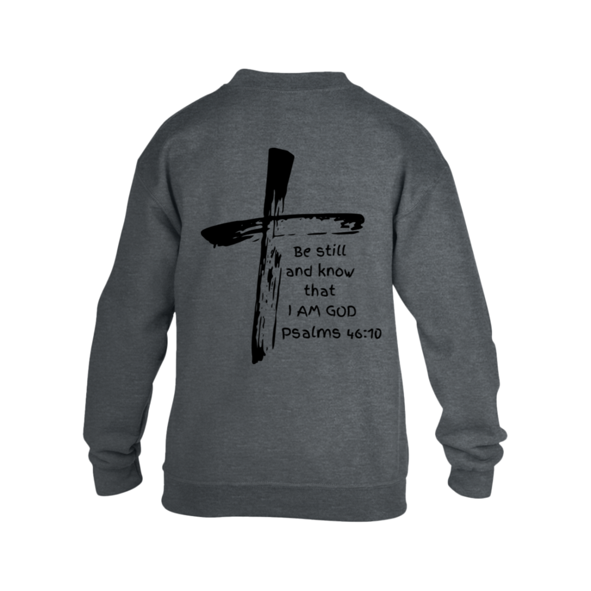 Psalms 46:10 Kids Heavy Blend Fleece Crew Long Sleeve Shirt