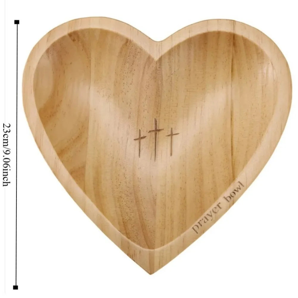 Vessels Heart Shaped Heart Prayer Bowl Decor Bowl Tableware Wooden Prayer Bowl Simple Thanksgiving Prayer Dough Bowl Home