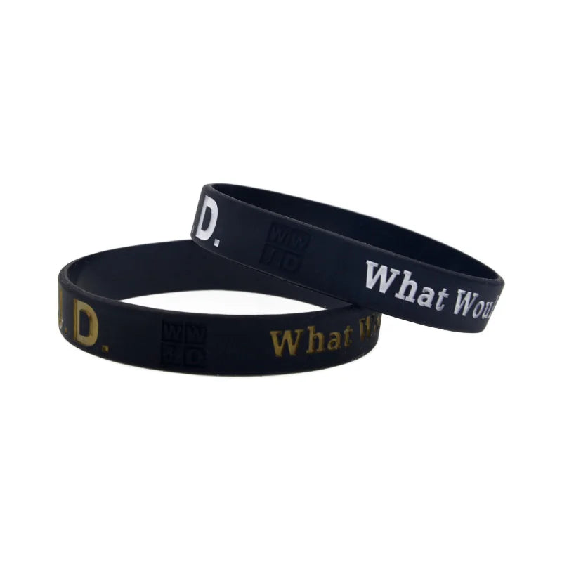 50 Pcs BULK "What Would Jesus Do?" Silicone Rubber Wristband 1/2 Inch Wide WWJD Bracelet Black