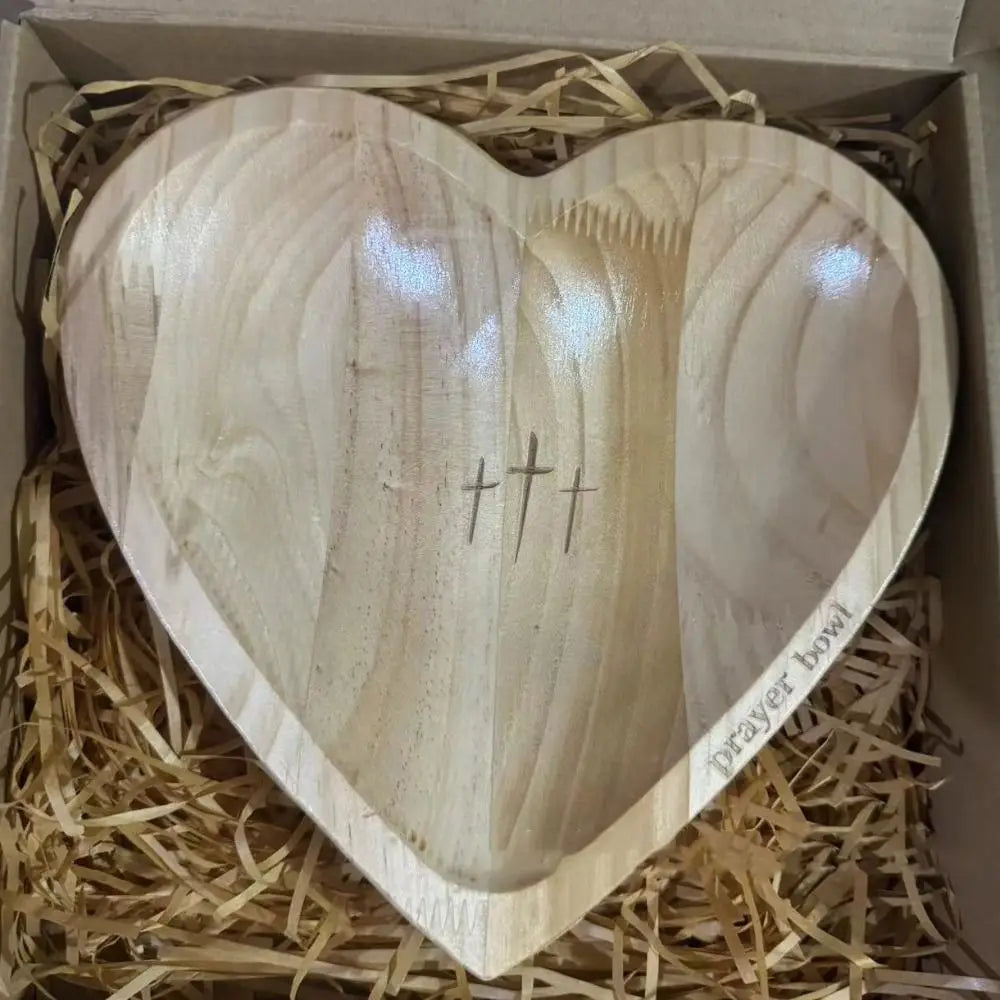 Vessels Heart Shaped Heart Prayer Bowl Decor Bowl Tableware Wooden Prayer Bowl Simple Thanksgiving Prayer Dough Bowl Home