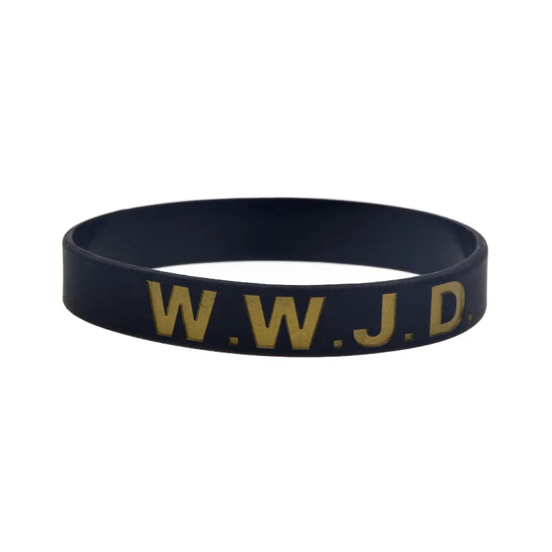 50 Pcs BULK "What Would Jesus Do?" Silicone Rubber Wristband 1/2 Inch Wide WWJD Bracelet Black