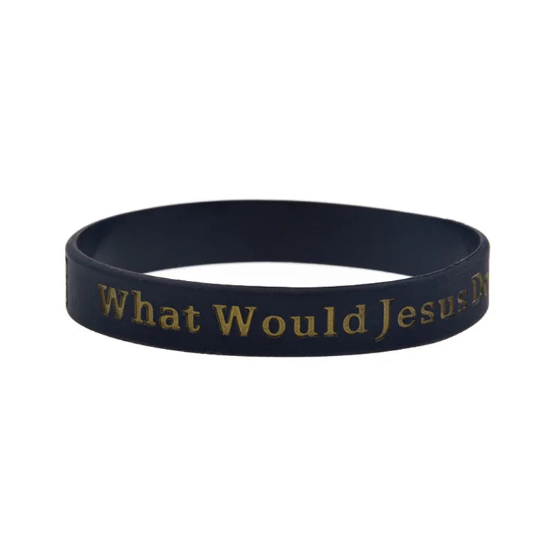 50 Pcs BULK "What Would Jesus Do?" Silicone Rubber Wristband 1/2 Inch Wide WWJD Bracelet Black