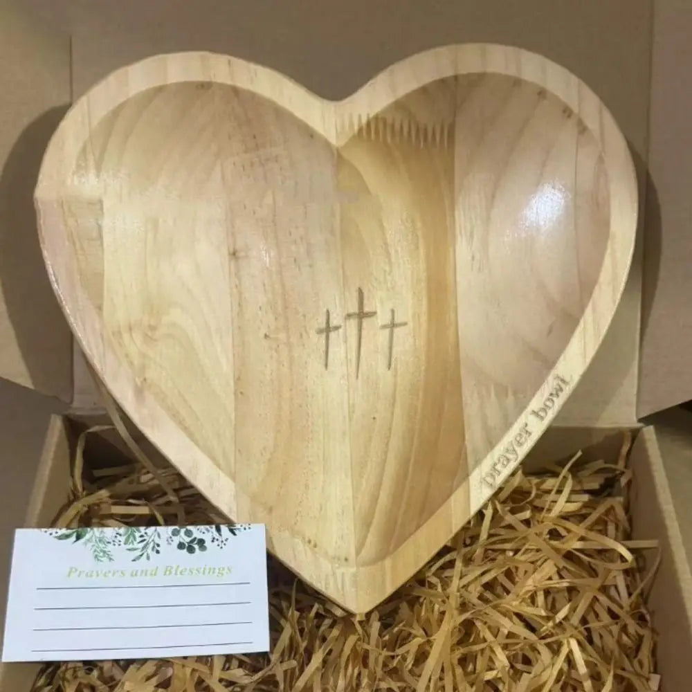 Vessels Heart Shaped Heart Prayer Bowl Decor Bowl Tableware Wooden Prayer Bowl Simple Thanksgiving Prayer Dough Bowl Home