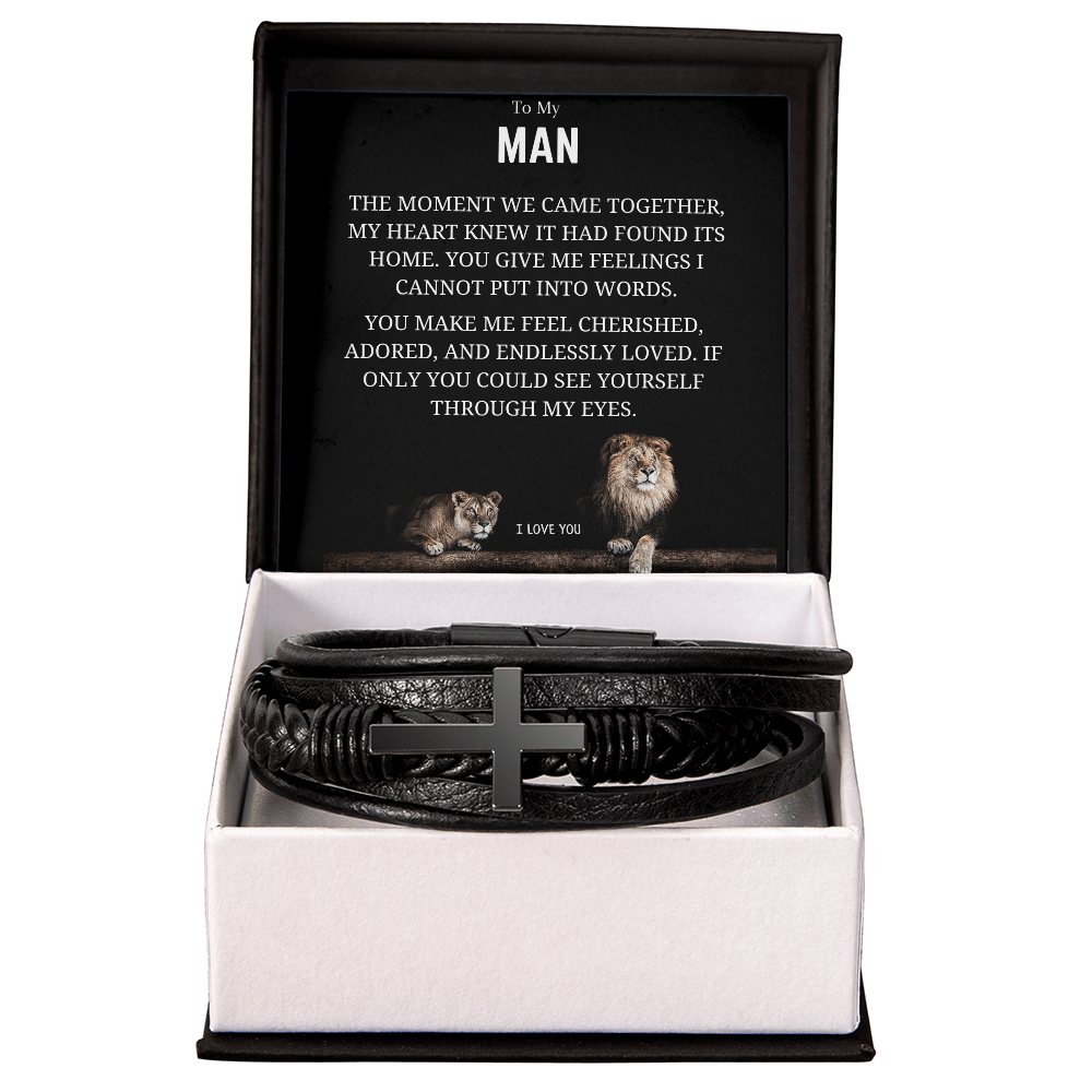 Men's Jesus Cross Leather Bracelet